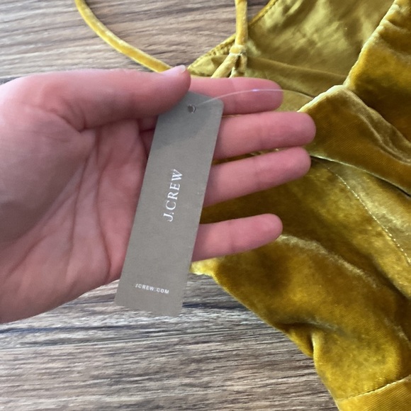 NWT J. Crew 365 Marseille Crushed Velvet mustard gold Jumpsuit size 2 whimsical - Picture 7 of 9